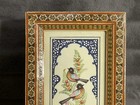 Vintage Peacock Birds Persian Iran Hand-painting Inlay Khatam Mosaic Frame