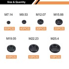 200pcs Rubber Grommet Assortment 7sizes Sheet Metal Auto Body Firewall Hole Plug
