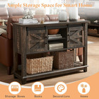 Amerlife 46  Farmhouse Console Table With Sliding Barn Doors  Black Oak