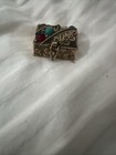 Vintage Avon Queens Ransom 1974 Treasure Chest Necklace-pill Box Gold Tone