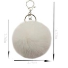 2 Pieces Fluffy Faux Rabbit Fur Pompoms Keyring Car Key Soft Plush Silver White