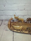 African Safari Hand Carved Decorative Bowl Animal Missing Tusk