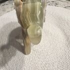 Vtg Green Onyx Jade Marble Elephant Figurine Trunk Up Hand Carved Statue Stone