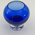 Block Stockholm Cobalt Blue Art Glass Vase Bowl Heavy Base 4 1 4 