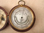 19th Century J Hicks Pocket Barometer With Curved Thermometer In Outer Case