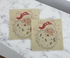 Retro Winking Santa Cocktail Decoupage Paper Napkins Set Of 2   Vintage Cream