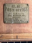 Antique Post Office Window With Sadler Makers Brass  Letter Box Brass  Gc  