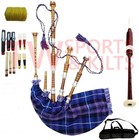 Scottish Highland Rosewood Brown Bagpipe With Silver Mounts Come With Caring Bag