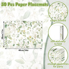 50 Pack Green Eucalyptus Leaves Paper Placemats Disposable 16x 11 Inch Greenery