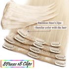 Clip In Human Hair Extensions Blonde 100  Remy Hair 8pieces 18clips Full Head