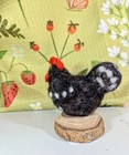 Jan Dwyer Collectibles Original Needled Felted Black Speckled Hen - Fac-5