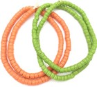 2 Strands Of Green Orange Ghana Recycled Glass Disk Shape African Trade Beads