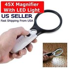 3 Led Light 45x Handheld Magnifier Reading Magnifying Glass Lens Jewelry Loupe