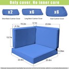 14x Outdoor Patio Furniture Cushion Cover Set Replacement Covers Blue Slipcover