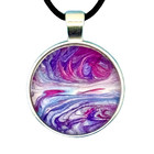 Pendant Necklace   Earring Set Handmade  mystical Vortex  Silver Bezel