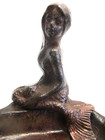 Vintage Cast Iron Figurine Of A Mermaid Sitting By A Pond