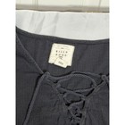 Billabong Womens Black Crinkle Gauze Lace Up Tassel Tunic Top Long Sleeve Medium
