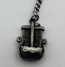 Tinn Per Pewter Viking Ship Key Ring Made In Norway 1 2 Inch Vintage With Wear