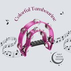 Double Row Jingles Half Moon Musical Tambourine Percussion Drum Pink Party Ktv