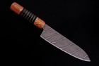 Handmade Santoku Chef Kitchen Knife Hand Forged Damascus Steel Blade Wood Handle