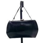 Vintage Black Leather Frame Evening Bag Clutch Purse Silver Hardware 5 5x8 5