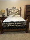 Large Wood And Metal Queen Bedroom Set  Moving And Has To Go    Any Offers   