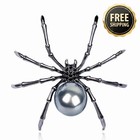 Vintage Black Rhinestone Spider Brooch Pearl Pin Insect Bug Jewelry Summer Gift 