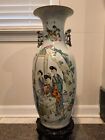 Rare Early 20th Century Antique Chinese Famille Rose Vase 23  Tall    with Signed 