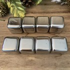 Stainless Steel Ice Cubes W Tongs 8 Chilling Stones Rocks Reusable Wine Whisky