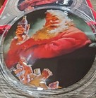 Coca-cola Santa Glass Platter 13  Christmas Vintage Plate   Box 1994 Claus New