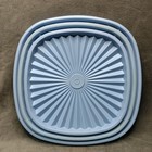 Lot 3 Vtg Tupperware Square Servalier Instant Replacement Lids Periwinkle Blue
