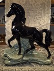 Vintage Mcm Black Horse Stallion Statue 11  By 10  1950 s
