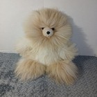 Handmade Alpaca Fur Teddy Bear Stuffed Animal Cream Fluffy Plush Toy