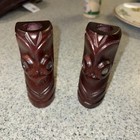 Set Of 2 Vintage Maori Tiki Statue Paua Eyes Carved In Rotorua New Zealand 5   