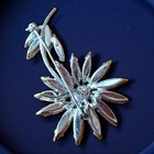 Rhinestone Flower Brooch Silver Tone Clear Large Vintage Mid Century Pin