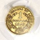 1853-d Gold  1 Pcgs Au50- Rare Dahlonega Branch Mint Gold Dollar