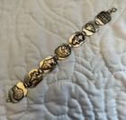 Vintage Silver-tone Storyteller Link panel Bracelet  Western Or Native American 