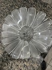 Vintage Decorative Glass Bowl With Frosted Sunflower Design   Crystal Clear   
