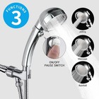  High Pressure Handheld Shower Head With On off Pause Switch  3 Spray Chrome