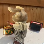 Russ Rabbit Playing Drum Wind Up Toy With Tag 7  Works Great  n15  New In Box