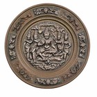 Vintage Antique Indian Hindu Deity Religious Plate Silver Bronze Copper 6 5   