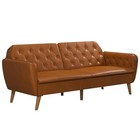  Tallulah Memory Foam Futon  Convertible Couch Faux Leather Camel