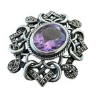 Vintage Amethyst Marcasite Sterling Silver Celtic Knot Brooch Pin Aci