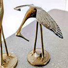 Pair Vintage Mid Century Solid Brass 8    5  Crane Egret Heron Statue Sculpture