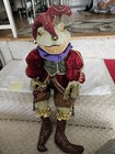 Frog Prince Jester Plush Shelf Sitter Bells Red Green Gold 27  Vintage