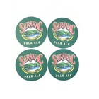 Vintage Saranac Pale Ale Beer Coaster Set  Round Green Set Of 4 Lager Coasters