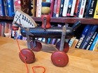 Vintage 1924 Toy Tinkers Pony Rider On Horse Wood   Metal Pull Toy
