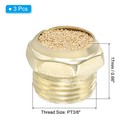 3 Pcs 3 8  Pt Brass Pneumatic Muffler  Flat Sintered Exhaust Filters  Golden