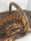 Large Vintage French Wicker Gathering Basket 22  Garden Harvest Trug Willow Wood