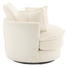 Comfy Round Reading Chair Corduroy Armchair For Living Room Bedroom Swivel